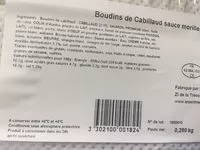 Mängden socker i Boudins de cabillaud sauce morilles