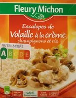 Mängden socker i Escalopes de volaille à la crème champignons et riz