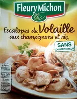 Mängden socker i Escalopes de volaille aux champignons et riz