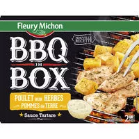 Mängden socker i BBQ IN BOX poulet aux herbes pommes de terre sauce tartare