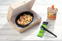 Mängden socker i PATES CONCHIGLIES AU SAUMON / SAUCE VINAIGRETTE / COMPOTE DE FRUITS