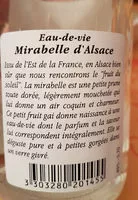 Mängden socker i Eau de vie - Mirabelle d'Alsace