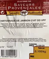 Mängden socker i Chiffonade de jambon cuit DD VPF