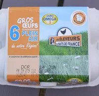 Mängden socker i 6 gros oeufs de poules élevées en plein air