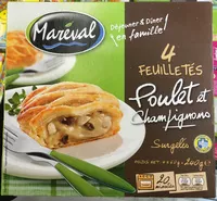 Mängden socker i 4 Feuilletés Poulet et Champignons surgelés