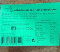Mängden socker i 4 galettes de blé noir biologiques