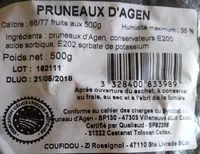 Mängden socker i Pruneaux d'Agen