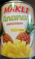 Mängden socker i Ananas en morceaux au jus d'ananas