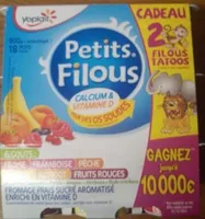 Mängden socker i Petits Filous (6 Goûts : Fraise, Framboise, Pêche, Banane, Abricot, Fruits Rouges) 18 Pots