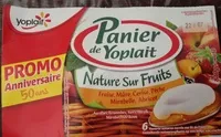Mängden socker i Panier de Yoplait, Nature Sur Fruits (Fraise, Mûre, Cerise, Pêche, Mirabelle, Abricot)