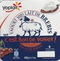 Mängden socker i Yaourt 100% Lait de Brebis sur lit de cerises