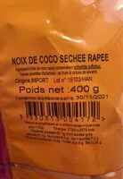 Mängden socker i Noix de coco séchée râpée