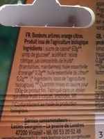 Mängden socker i Bonbons arômes orange citron