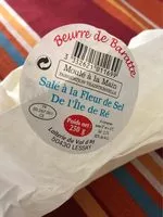 Mängden socker i Beurre de baratte sale a la fleur de sel de l'Ile de Re