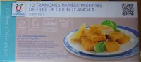 Mängden socker i 10 tranches panées préfrites de filet de colin d'Alaska