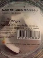 Mängden socker i Noix de coco fraiche en morceaux