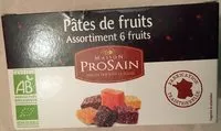 Mängden socker i Pâtes de fruits Assortiment 6 fruits