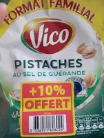 Mängden socker i Pistaches grillées au sel de Guérande Vico