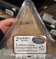 Mängden socker i Galettes garnies Lardons fumés, champignons de Paris et emmental français
