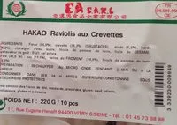 Mängden socker i Hakao Raviolis aux crevettes