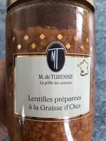 Mängden socker i Lentilles preparees a la graisse d’oie