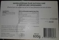 Mängden socker i Saumon Atlantique fumé élevé en écosse