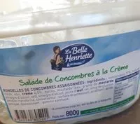 Mängden socker i La Belle Henriette Salade de concombres à la crème la barquette de 800 g
