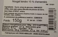 Mängden socker i Nougat Tendre