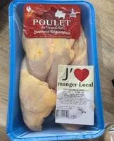 Mängden socker i Cuisse de poulet jaune avec partie de dos 1kg