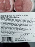 Mängden socker i 8 Paupiettes De Veau