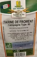 Mängden socker i Farine Froment Campagne Type 80