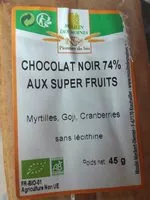 Mängden socker i Chocolat noir 74 % au super fruit
