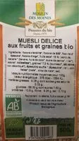 Mängden socker i Muesli délice aux fruits et graines bio