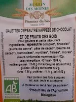 Mängden socker i Galettes d'épeautre nappées de chocolat et de fruit des bois