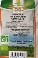 Mängden socker i Semoule de sarrasin complète