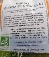 Mängden socker i Muesli quinoa chocolat