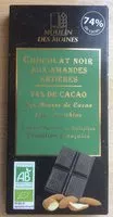 Mängden socker i Chocolat noir aux amandes entières