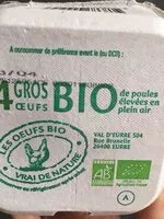 Mängden socker i 4 œufs bio Vrai de Nature de poules élevées en plein air issus de l'agriculture biologique