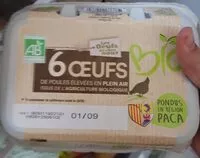 Mängden socker i 6 œufs bio Les Œufs de chez Nous de poules élevées en plein air issus de l'agriculture biologique