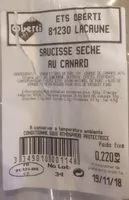 Mängden socker i Saucisse seche au canard