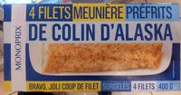Mängden socker i Filets meunière préfrits de colin d'Alaska, surgelés