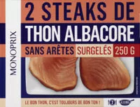 Mängden socker i Steaks de thon albacore nature sans arêtes, surgelés