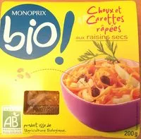 Mängden socker i Choux et Carottes Râpées aux Raisins Secs