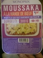 Mängden socker i Moussaka à la viande de boeuf surgelée