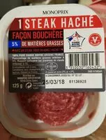 Mängden socker i Steak Haché Frais Pur Boeuf 125 gr