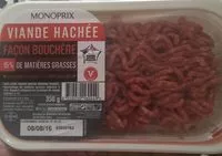 Mängden socker i Viande hachée pur boeuf, 15% de mat. Gr.