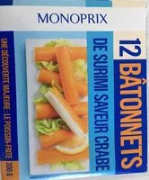 Mängden socker i 12 bâtonnets de Surimi saveur crabe