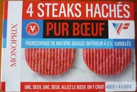 Mängden socker i 4 steaks hachés pur boeuf