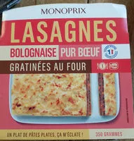 Mängden socker i Lasagnes bolognaise pur boeuf gratinées au four