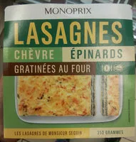 Mängden socker i Lasagnes Chèvre Épinards Gratinées au Four